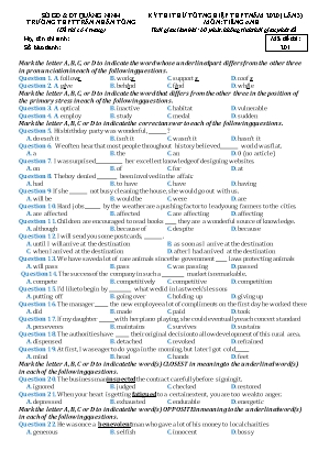 Đề thi thử Tốt nghiệp lần III môn Tiếng Anh - Mã đề 201 - Năm học 2019-2020 - Trường THPT Trần Nhân Tông